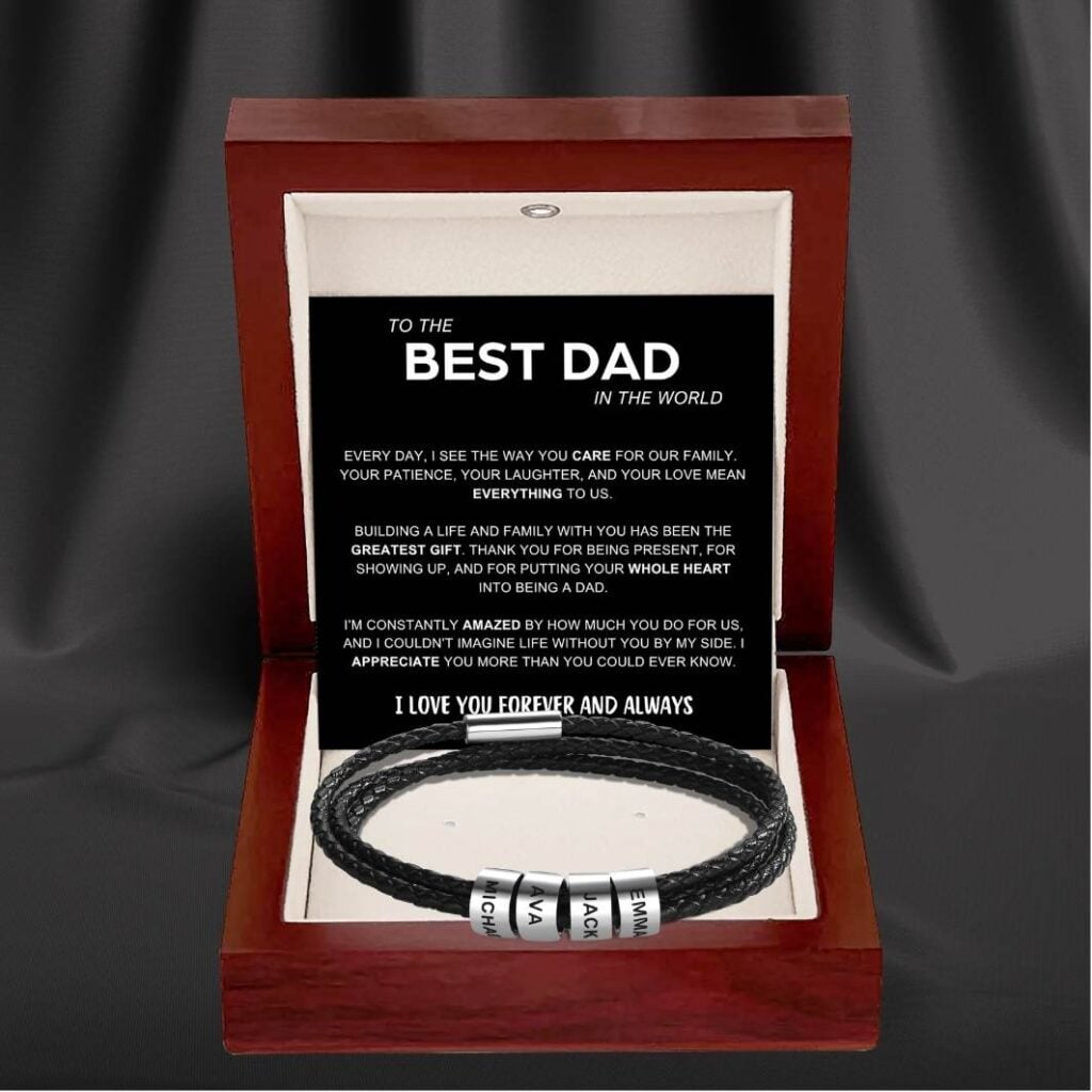 Inner Circle Timeless Bracelet with Engraved Name Beads - Best Dad In The World