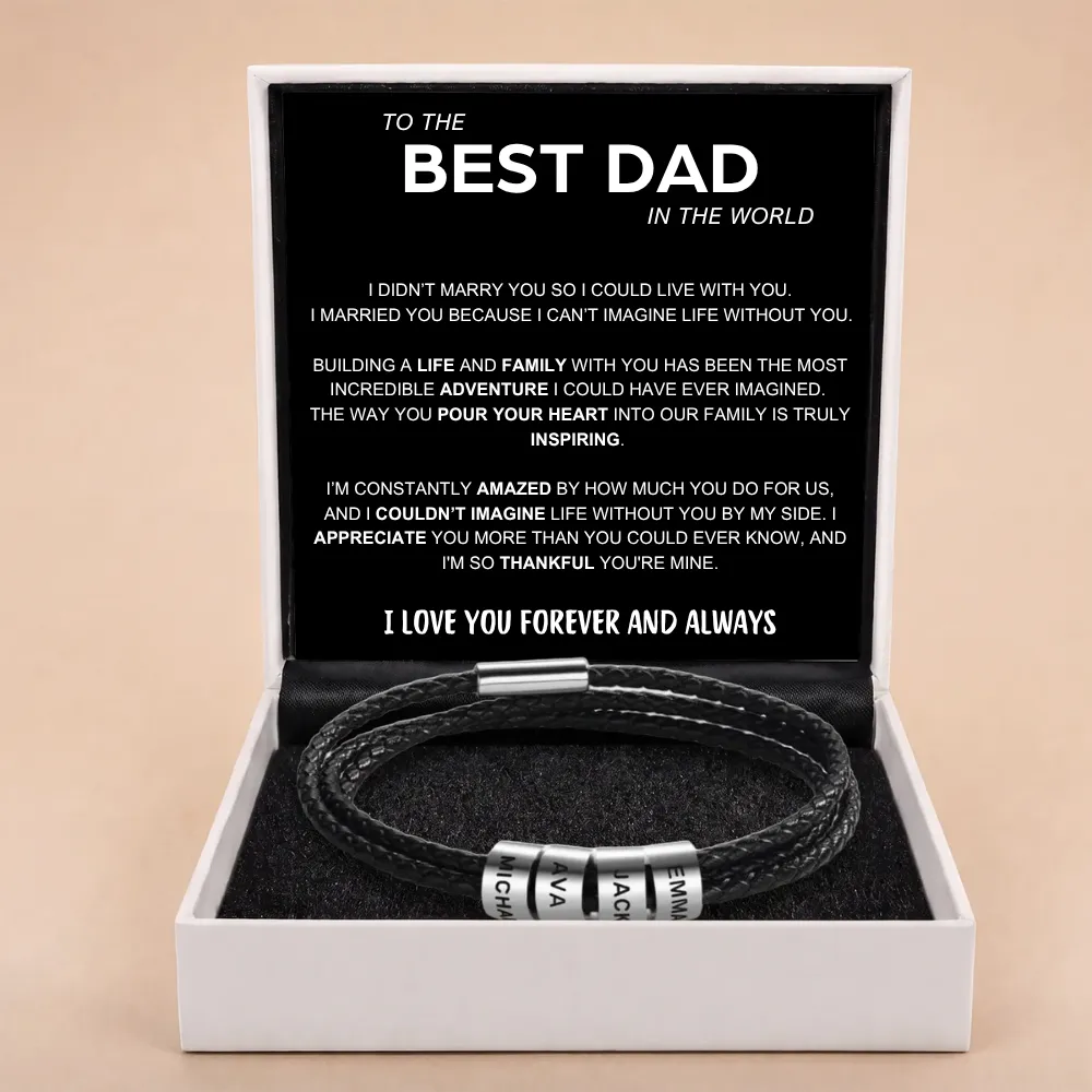 Best Dad In The World - Inner Circle Timeless Bracelet with Engraved Name Beads