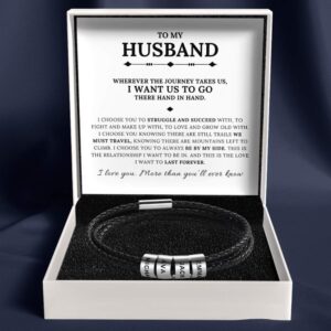To My Husband - Inner Circle Timeless Bracelet with Engraved Name Beads