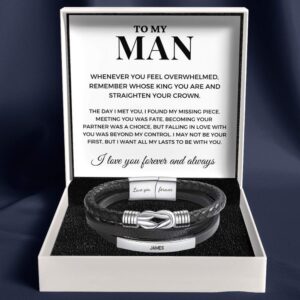 To My Man - Infinite Love Personalized Bar Bracelet