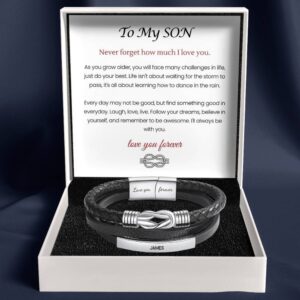 To My Son - Infinite Love Personalized Bar Bracelet