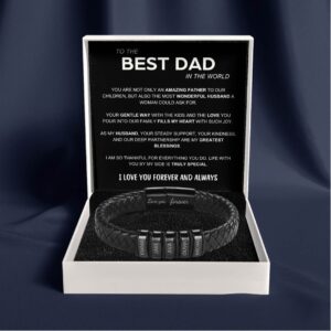 Best Dad In The World - Inner Circle Classic Bracelet with Engraved Name Beads