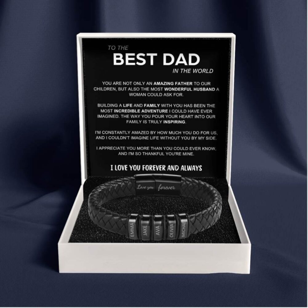 Inner Circle Classic Bracelet with Engraved Name Beads - Best Dad In The World
