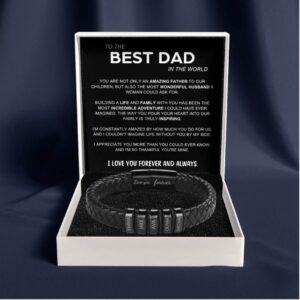 Best Dad In The World - Inner Circle Classic Bracelet with Engraved Name Beads