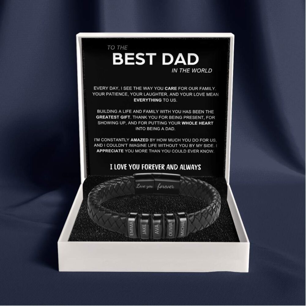Inner Circle Classic Bracelet with Engraved Name Beads - Best Dad In The World