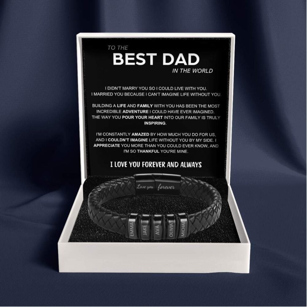 Inner Circle Classic Bracelet with Engraved Name Beads - Best Dad In The World