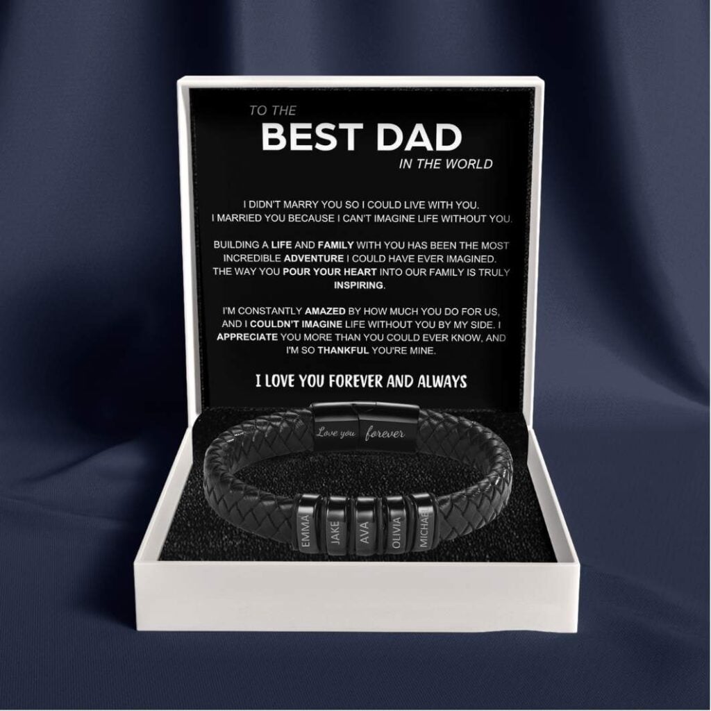 Inner Circle Classic Bracelet with Engraved Name Beads - Best Dad In The World