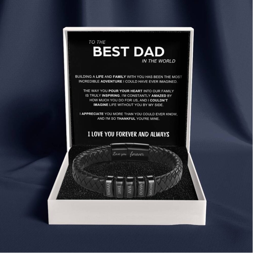Inner Circle Classic Bracelet with Engraved Name Beads - Best Dad In The World