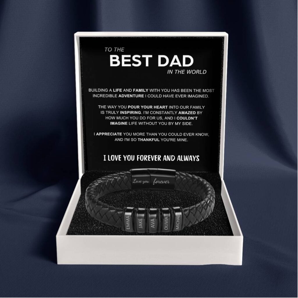 Inner Circle Classic Bracelet with Engraved Name Beads - Best Dad In The World