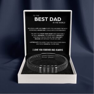 Best Dad In The World - Inner Circle Classic Bracelet with Engraved Name Beads