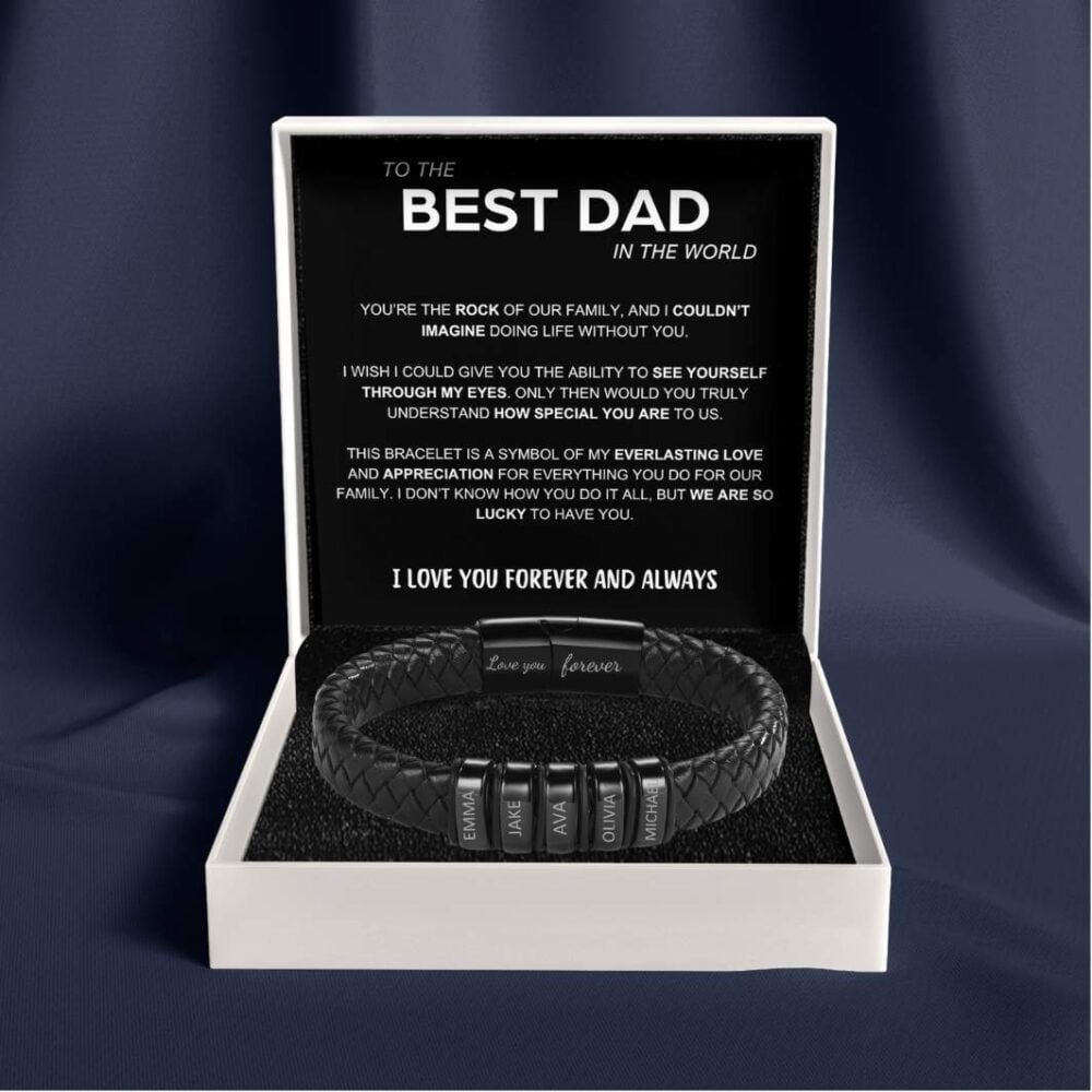Inner Circle Classic Bracelet with Engraved Name Beads - Best Dad In The World