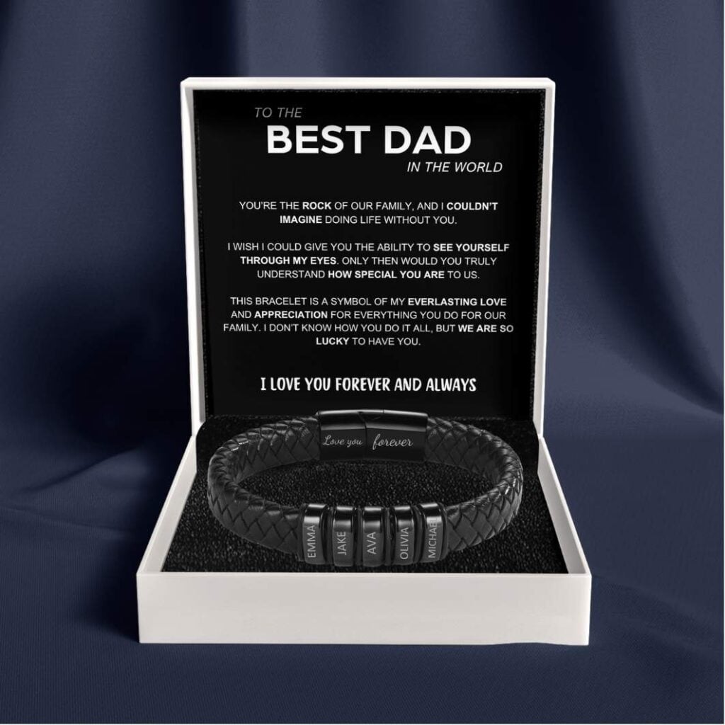 Inner Circle Classic Bracelet with Engraved Name Beads - Best Dad In The World