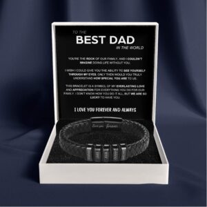 Best Dad In The World - Inner Circle Classic Bracelet with Engraved Name Beads