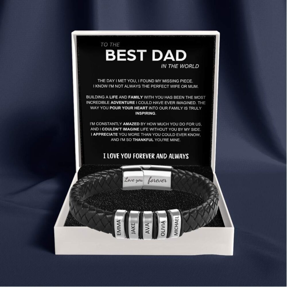 Inner Circle Classic Bracelet with Engraved Name Beads - Best Dad In The World