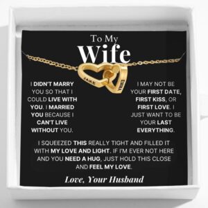 Interlocking Hearts Name Necklace For Wife