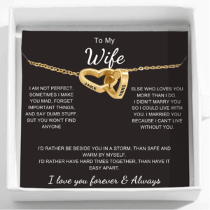 Interlocking Hearts Name Necklace For Wife