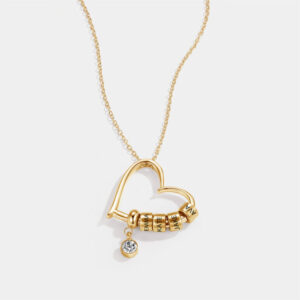 Charming Heart Necklace with Engraved Name Beads