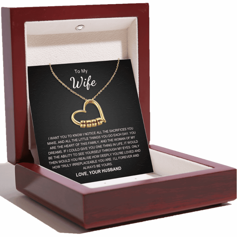 Charming Heart Necklace with Engraved Name Beads