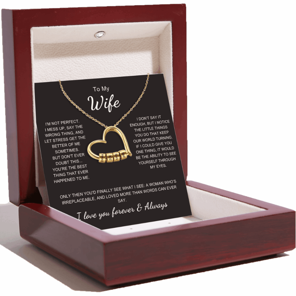 Charming Heart Necklace with Engraved Name Beads