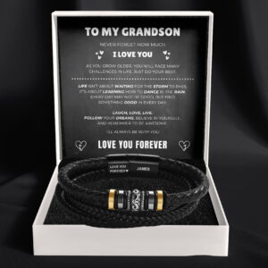 To My Grandson – ‘Love You Forever’ Personalised Name Bracelet