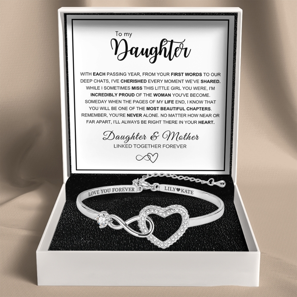 To My Daughter - Infinity Heart Name Bracelet