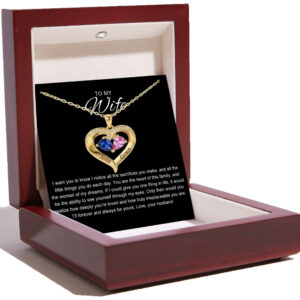 To My Wife - Together Forever Birthstone Heart Necklace