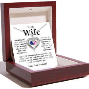 To My Wife - Together Forever Birthstone Heart Necklace