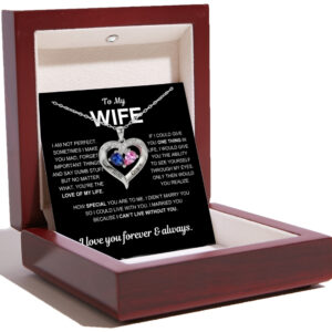To My Wife - Together Forever Birthstone Heart Necklace