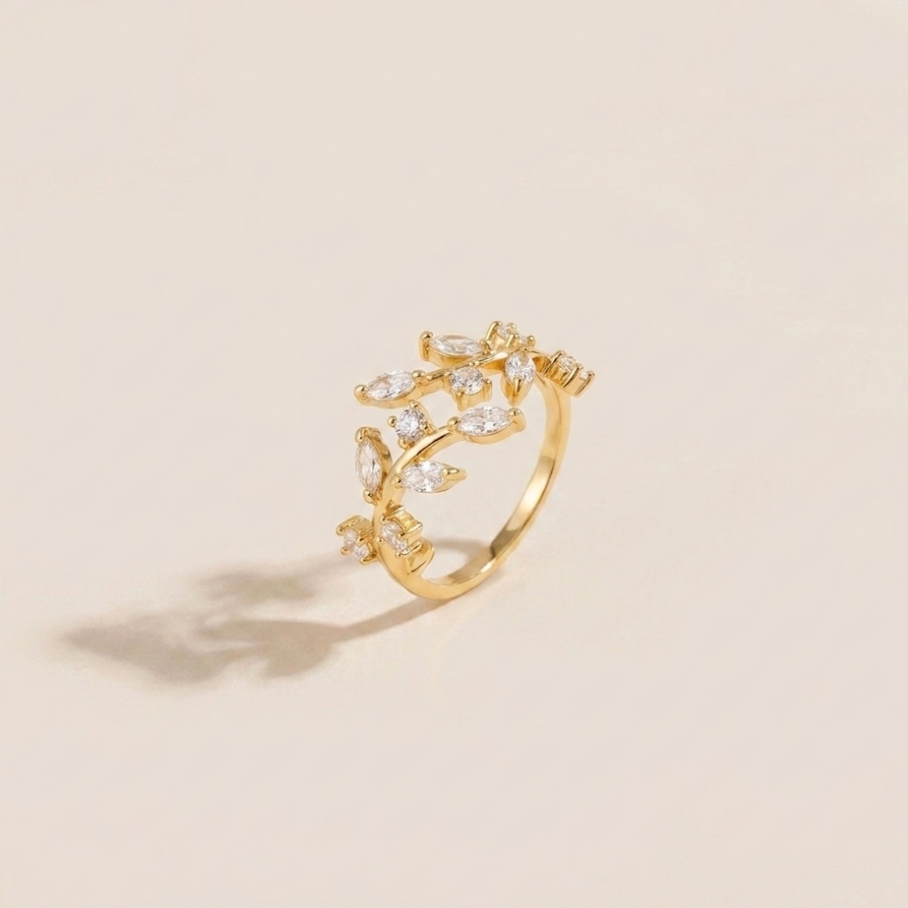 Crystal Leaf Ring