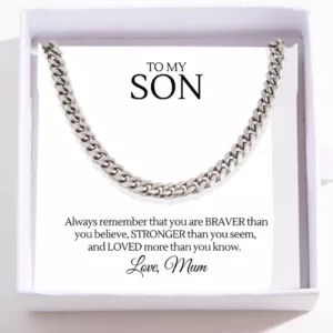 To My Son Necklace - Cuban Link Chain - Love, Mum