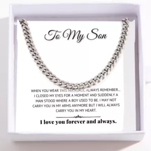 To My Son Necklace - Cuban Link Chain - Always In My Heart